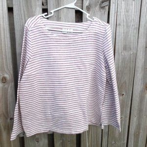 Artisan NY L 100% Linen Cream/Red LS Shirt